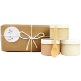 Bare Botanics coffret gommage corps 3 pièces prêt à offrir, présentation élégante.