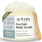 Bare Botanics exfoliante sin olor en pote de 24 onzas para exfoliación suave