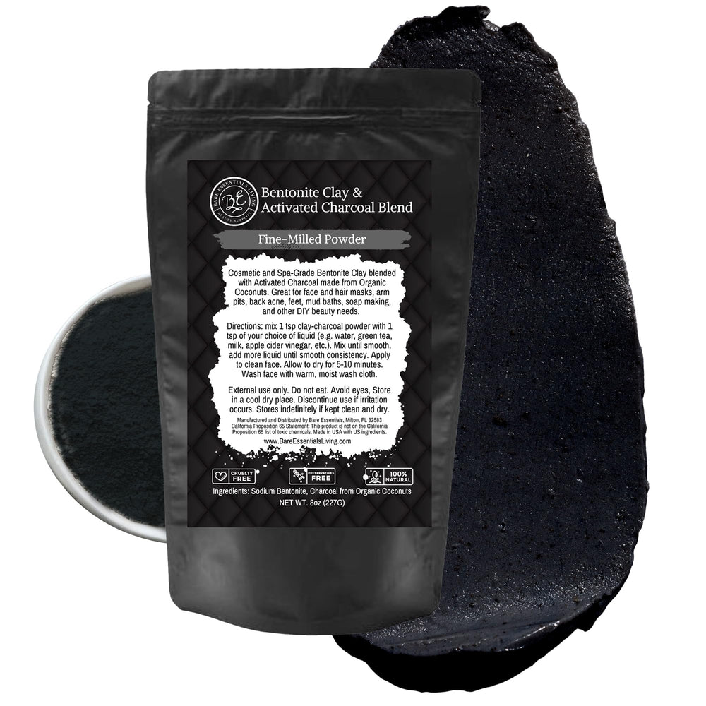 Bare Essentials Living arcilla Bentonita en polvo para mascarillas faciales.