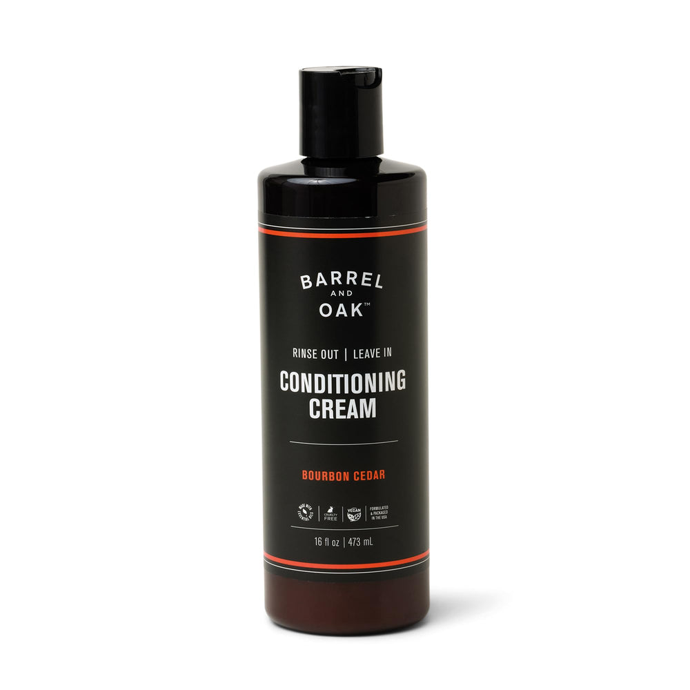 Barrel & Oak acondicionador sin enjuague, botella, hidrata y aporta brillo suave al cabello.