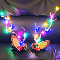 Bartosi horquilla pelo navidenas cuernas iluminadas para look festivo.