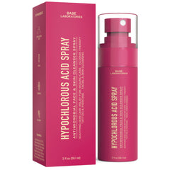 BASE LABORATORIES spray hipocloroso para rostro, limpieza rápida en viaje.