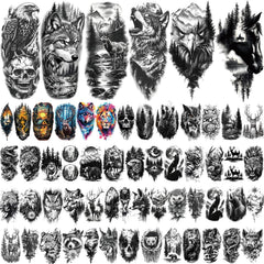 BASIFA tatuaje temporal león para media manga, look impactante en eventos.