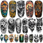 BASIFA tatuaje temporal lobo para media manga, estilo audaz para fiestas.