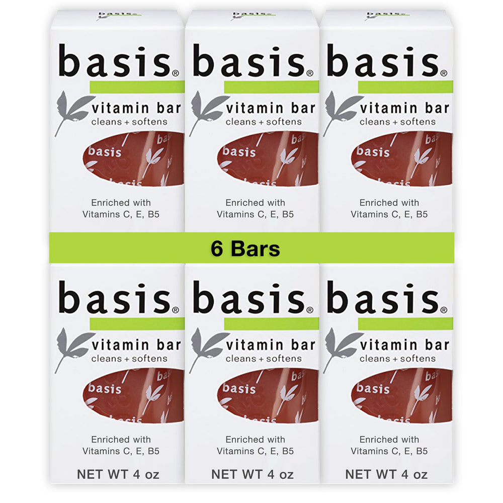 Basis Vitamin Bar jabon multiuso en pack de 6 para cuerpo, manos y rostro.