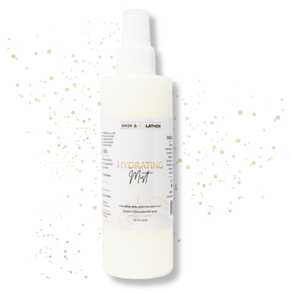 BASK & LATHER mist hidratante para desenredar y revitalizar el cabello con atomizador