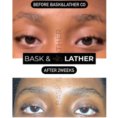 Bask & Lather serum para cejas y pestañas con efecto visible en pocas semanas.