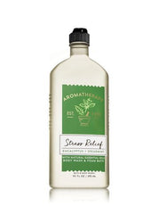 Bath & Body Works eucalyptus spearmint body wash bottle for refreshed skin after shower.