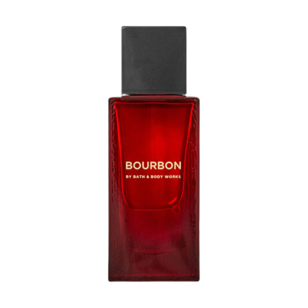 Bath & Body Works Bourbon Colonia, frontal de la botella, fragancia duradera para todo el día.
