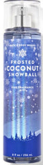 Bath & Body Works Frosted Coconut Snowball, botella de niebla corporal con aroma festivo para uso diario.