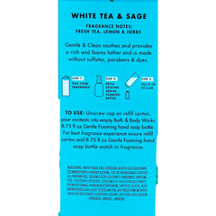 Bath & Body Works White Tea & Sage: etiqueta y empaque que destacan la fragancia fresca