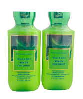 Bath & Body Works Waikiki Coconut, botella frontal, hidratación suave para la piel.