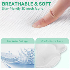 Bathland Almohada de baño tacto 4D malla, suave y transpirable para secado rápido.