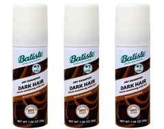 Batiste Shampoo Seco Oscuro, botella frontal, revitaliza el cabello sin residuo visible