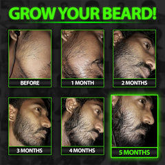 Application de l huile GROW sur la barbe pour une routine quotidienne.