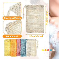 BBTO bolsa exfoliante para jabón en rosa, liberando aroma al frotar.
