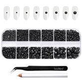 Beadsland cristales para uñas negro base plana con alto brillo