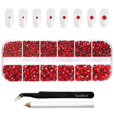 BEADSLAND rhinestones flatback rojas Siam para uñas con alto brillo