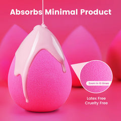 BEAKEY esponja maquillaje rosa con punta detallada para retoques.