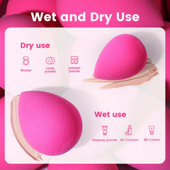 BEAKEY esponja maquillaje rosa para aplicación rápida con acabado suave.
