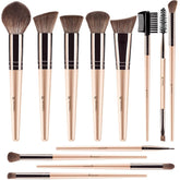 Pinceles BEAKEY veganos 12 piezas en estuche para maquillaje diario