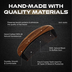 Beardilizer peine premium con dientes finos y gruesos, ideal para barbas de diferentes longitudes.