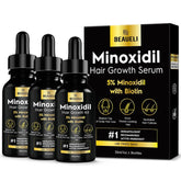 Beaueli Minoxidil 5% botella con gota sin fragancia para uso diario en cuero cabelludo.