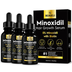 Beaueli Minoxidil 5% botella con gota sin fragancia para uso diario en cuero cabelludo.