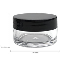 Set de frascos para crema Beauticom con tapa negra plana, ideal para muestras de cosméticos