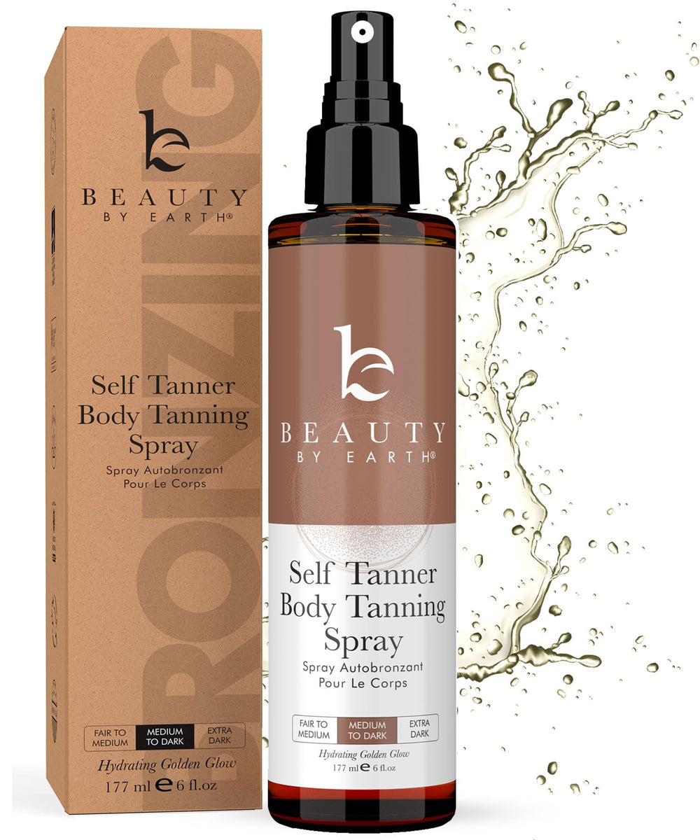 Beauty by Earth spray autobronzant bouteille, rendu naturel et rapide.