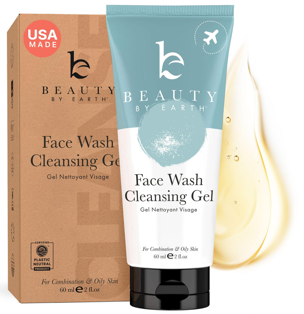 Beauty by Earth limpiador facial: botella elegante para uso diario y piel limpia.