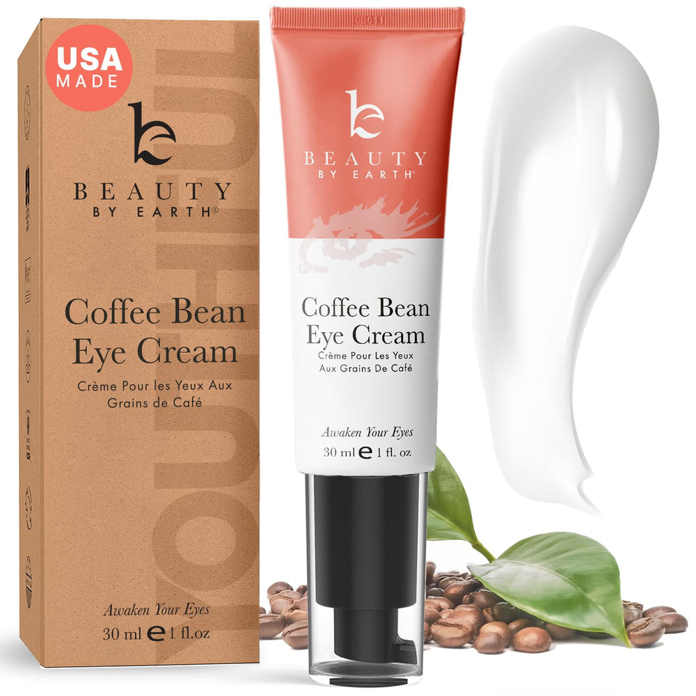 Beauty by Earth Caffeine Eye Cream - Bote elegante para uso diario alrededor de los ojos.