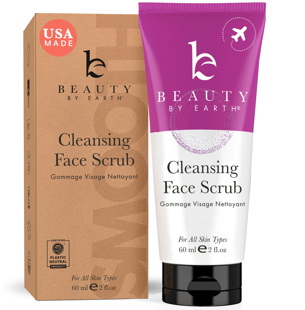 Beauty by Earth exfoliante facial suave y pulido para brillo natural.