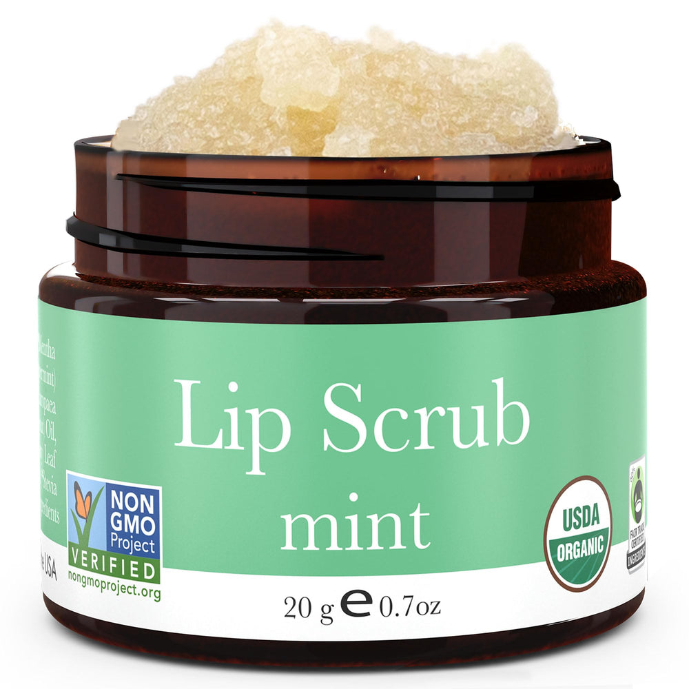 Beauty by Earth exfoliante labial menta en bote para labios suaves.