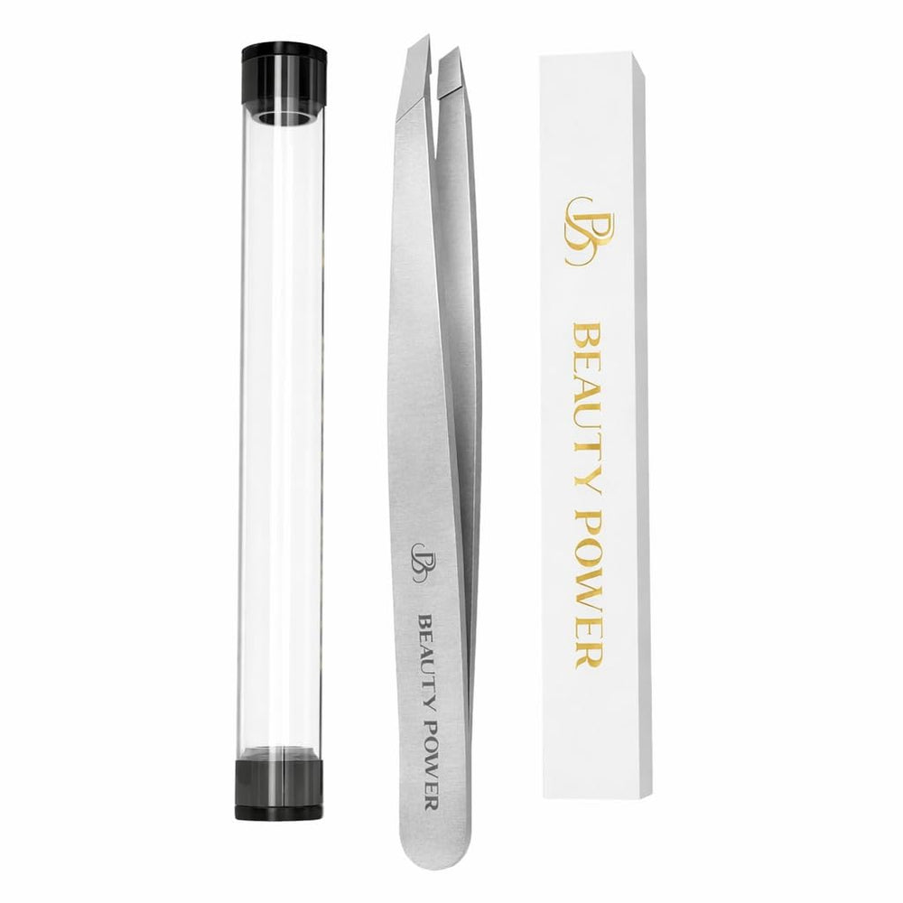Pinzas Beauty Power con punta inclinada para precisión en cejas y vello