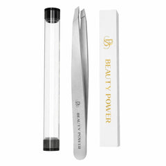 Pinzas Beauty Power con punta inclinada para precisión en cejas y vello