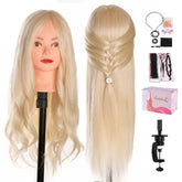 Beauty Star cabeza de maniquí con cabello largo crema para practicar peinados