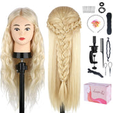Beauty Star cabeza-modelo con cabello 80% real para practicar peinado