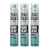 Bed Head Hard Head hairspray bottle showing extra-strong hold for all hair types.