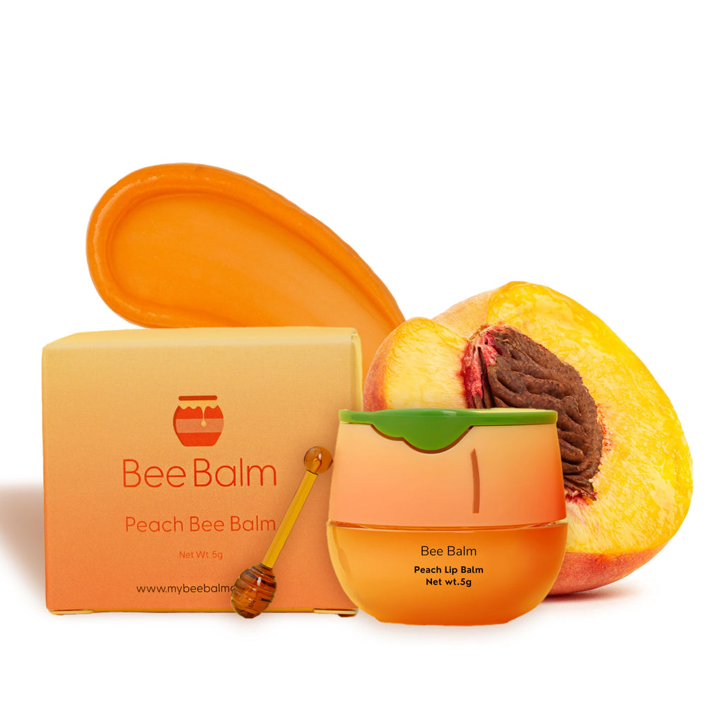 Bee Balm Original Lip Balm Peach Honey Pot hydrates dry lips.