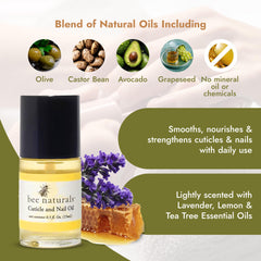 Bee Naturals Aceite de uñas y cutículas, masaje reparador para cutículas sensibles.