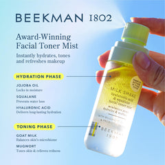 Beekman 1802 Milk Shake Mini sin alcohol, cuidado suave para piel sensible