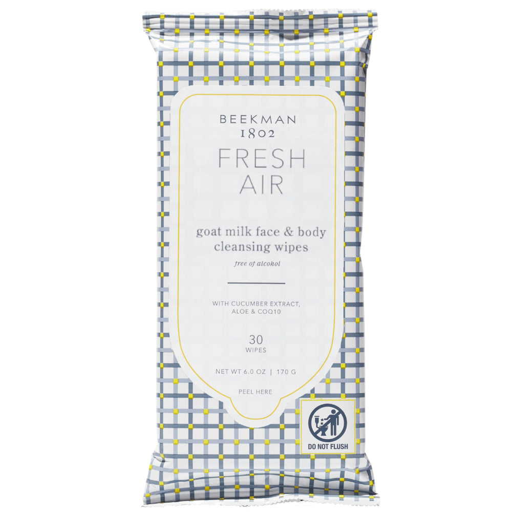 Beekman 1802 toallitas faciales y corporales Fresh Air para limpieza rápida y cómoda.