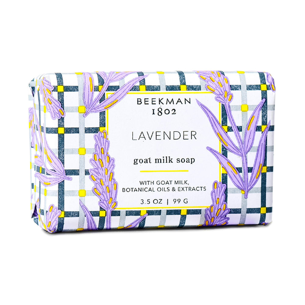 Beekman 1802 barra jabón leche de cabra lavanda, suave para piel sensible.