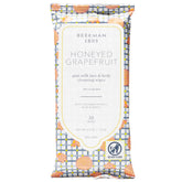 Beekman 1802 toallitas faciales pomelo miel, empaque visible, limpieza suave sin alcohol.