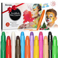 Beesjuy kit de pintura facial 12 colores para diseños divertidos.