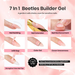 Beetles Builder Gel: aplicación en uña para forma y refuerzo duradero.