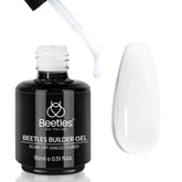 Beetles Builder Gel, botella blanco lechoso, para uñas con acabado natural.