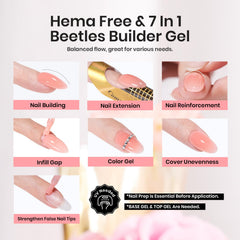 Beetles Builder Gel 7 en 1 para uñas, ideal para principiantes.