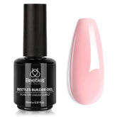 Beetles Builder Gel rosa en bote de 15 ml para uñas duraderas.